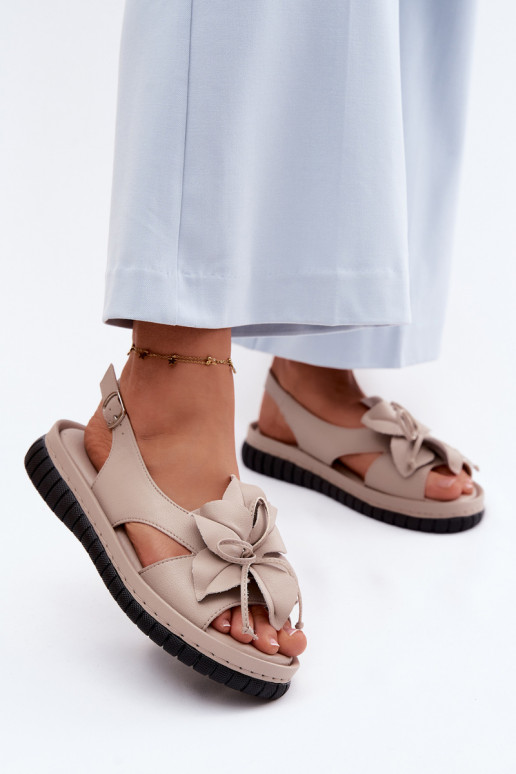 Damensandalen Feminin Mit Dekorationen mit Blumenem Vinceza 66917 Beige