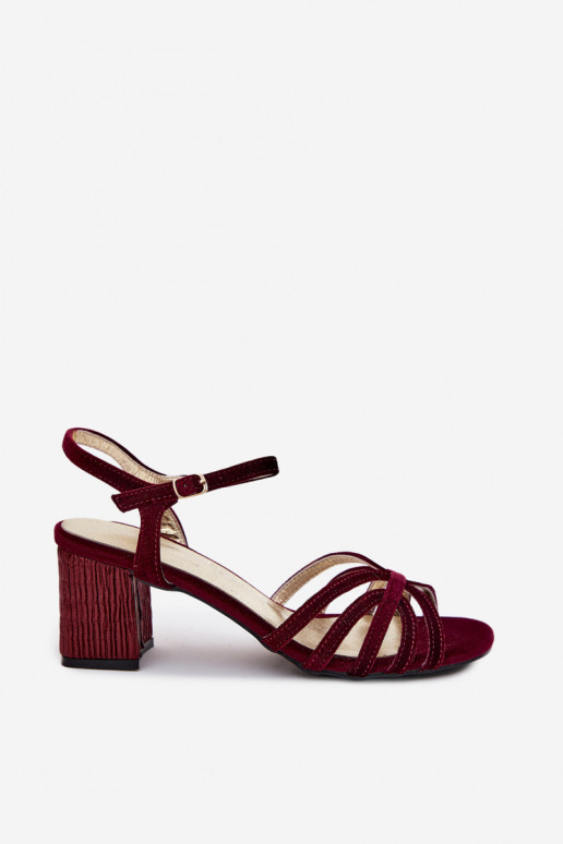 Samt-Sandalen mit hohen Absätzen D&A SR61-0102 bordeaux