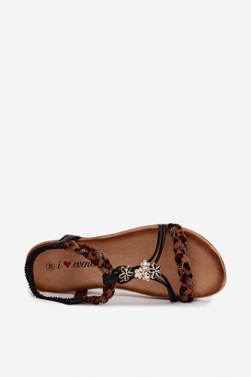 Schwarze Damen-Sandalen mit Riemen und Leopardenmustern Nusoreth