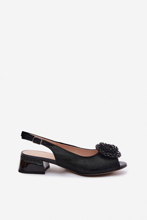 Schwarze Damen-Sandalen mit Ornamenten D&A CR61-3030