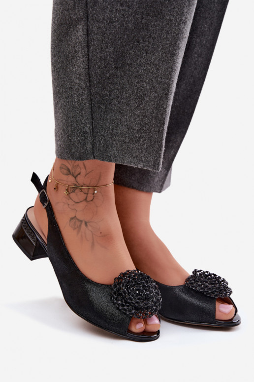 Schwarze Damen-Sandalen mit Ornamenten D&A CR61-3030