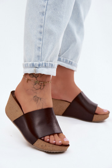 Zazoo 40291 schokoladenfarbene Lederslipper mit Korksohle