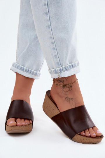 Zazoo 40291 schokoladenfarbene Lederslipper mit Korksohle 2