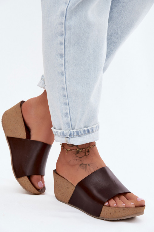 Zazoo 40291 Lederhausschuhe Feminin Ermöglicht KorkoZuym Koturnie CzekoladoZue