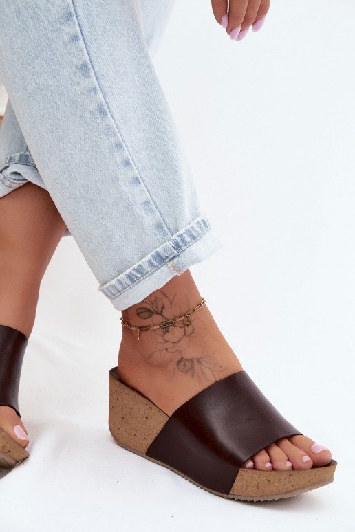 Zazoo 40291 Lederhausschuhe Feminin Ermöglicht KorkoZuym Koturnie CzekoladoZue