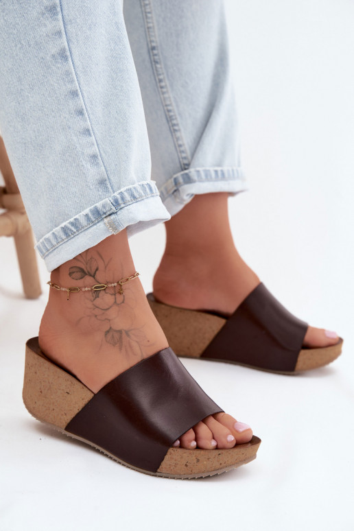 Zazoo 40291 schokoladenfarbene Lederslipper mit Korksohle