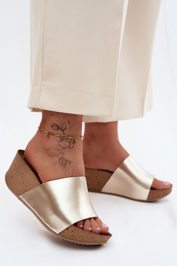 Zazoo 40291 goldene Lederslipper mit Korksohle 2