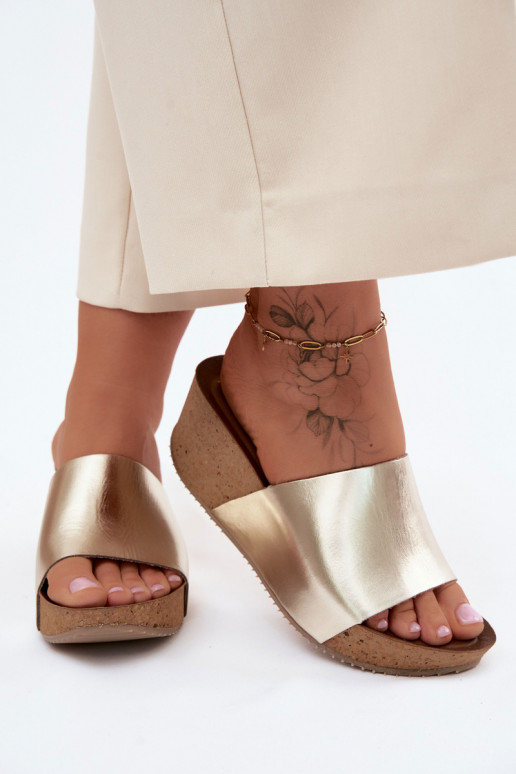 Zazoo 40291 goldene Lederslipper mit Korksohle