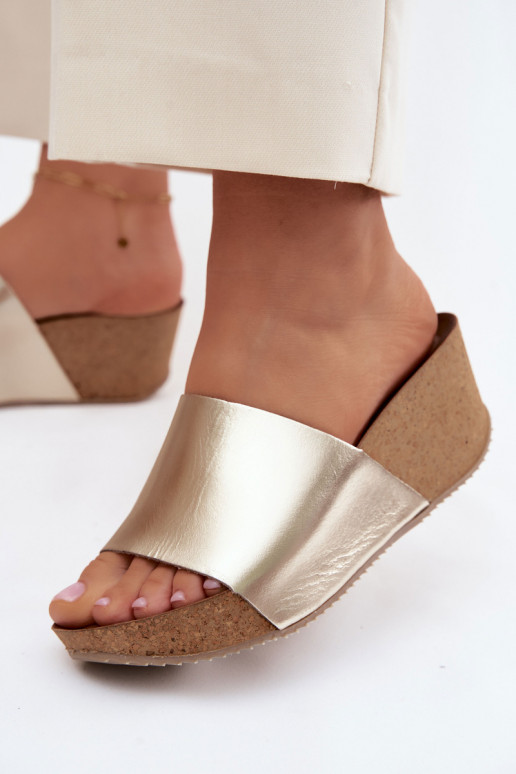 Zazoo 40291 goldene Lederslipper mit Korksohle
