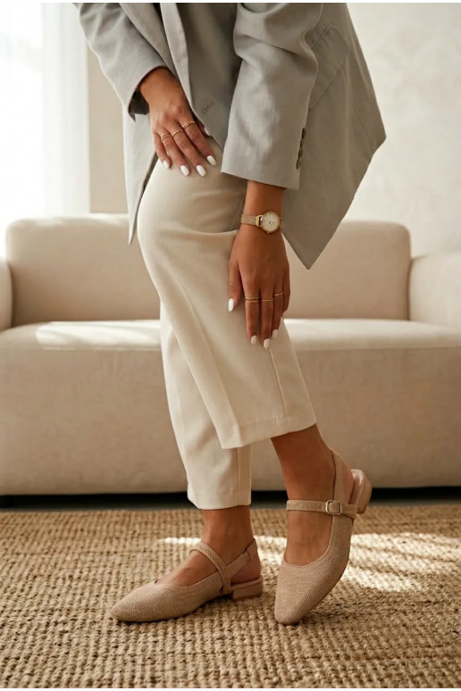  Sandalen Ballerinas Feminin mit Riemen Beige Selrene