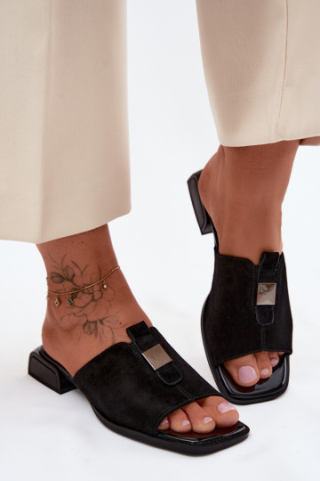 Eleganter Stil Damenhausschuhe natürliches INildlederoZua D&A JC61-1002 schZuarze Farbe