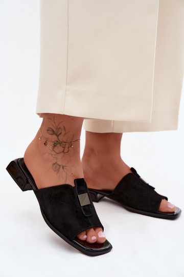 Elegante schwarze Damenschuhe aus natürlichem Wildleder D&A 2