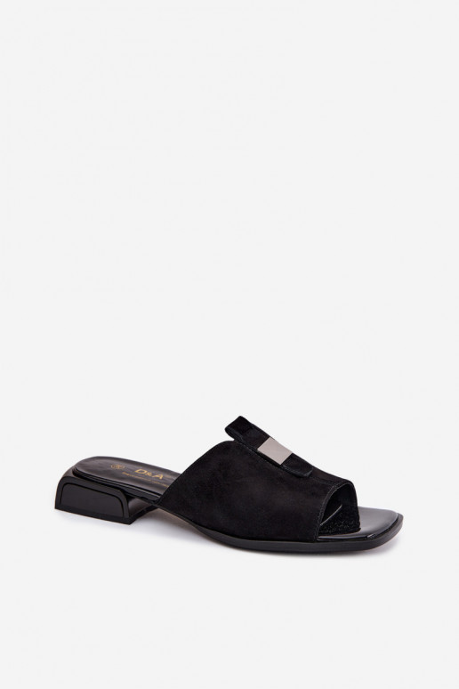 Elegante schwarze Damenschuhe aus natürlichem Wildleder D&A