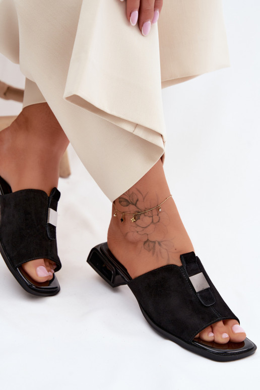 Elegante schwarze Damenschuhe aus natürlichem Wildleder D&A