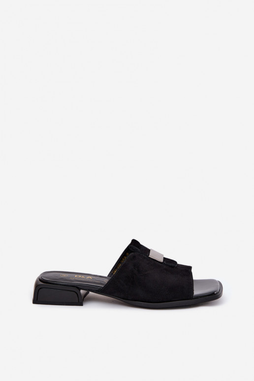 Elegante schwarze Damenschuhe aus natürlichem Wildleder D&A