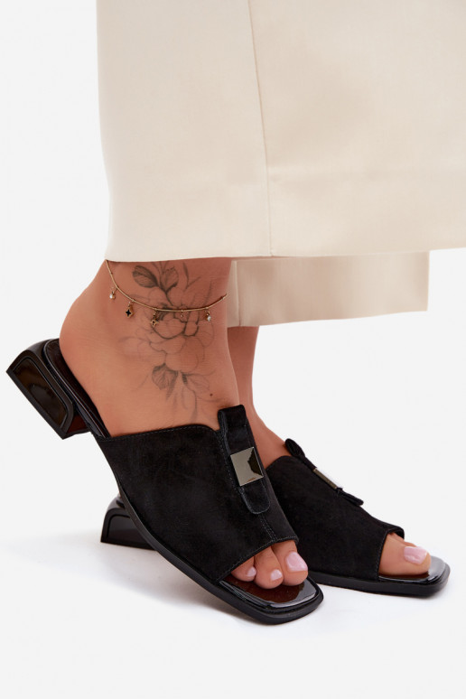 Elegante schwarze Damenschuhe aus natürlichem Wildleder D&A