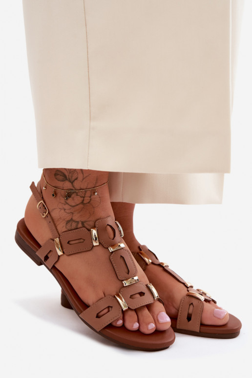 Braune flache Sandalen für Damen S.Barski