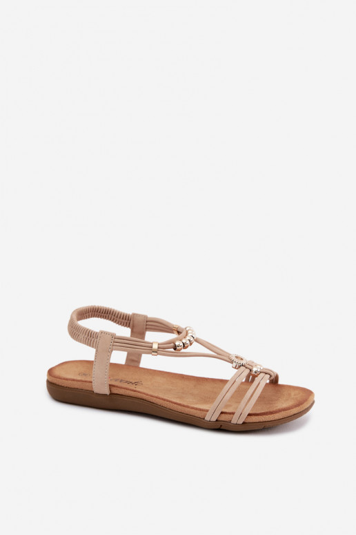 Flache Sandalen für Damen mit Streifen Beige Zelda