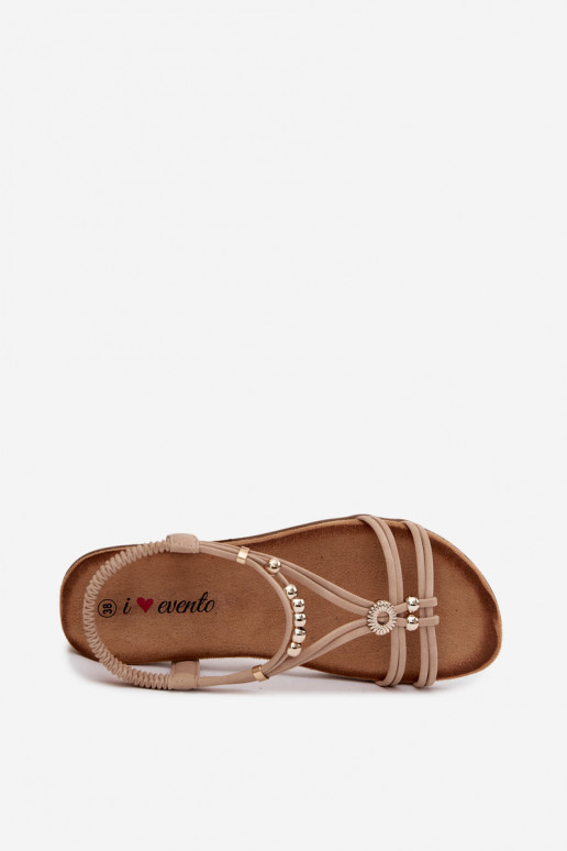 Flache Sandalen für Damen mit Streifen Beige Zelda