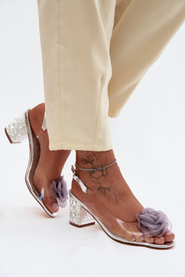 Sandalen Durchschauen mit Absätzen mit leuchtenden Augen SiateczkoZua pinke Farbea D&A MR61-9011 Silberfarbe