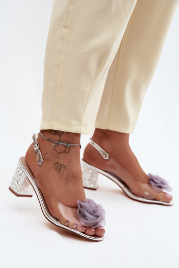 Sandalen Durchschauen mit Absätzen mit leuchtenden Augen SiateczkoZua pinke Farbea D&A MR61-9011 Silberfarbe 2