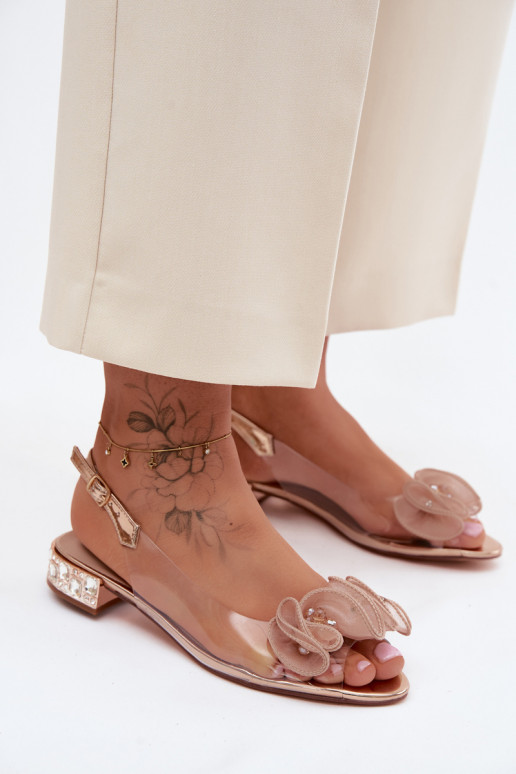 Damensandalen Durchschauen mit leuchtenden Augen D&A MR61-9002 roségoldene Farbe