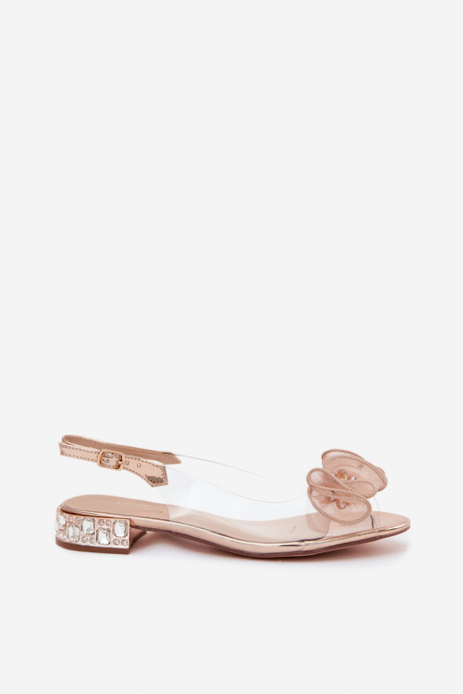 Damen transparente Sandalen mit funkelnden Steinen D&A MR61-9002 roségold