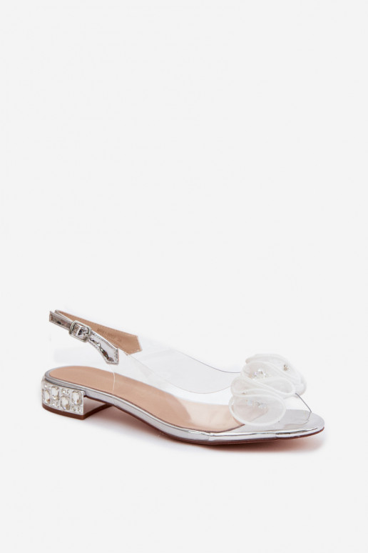 Damensandalen Durchschauen mit leuchtenden Augen D&A MR61-9002 Silberfarbe