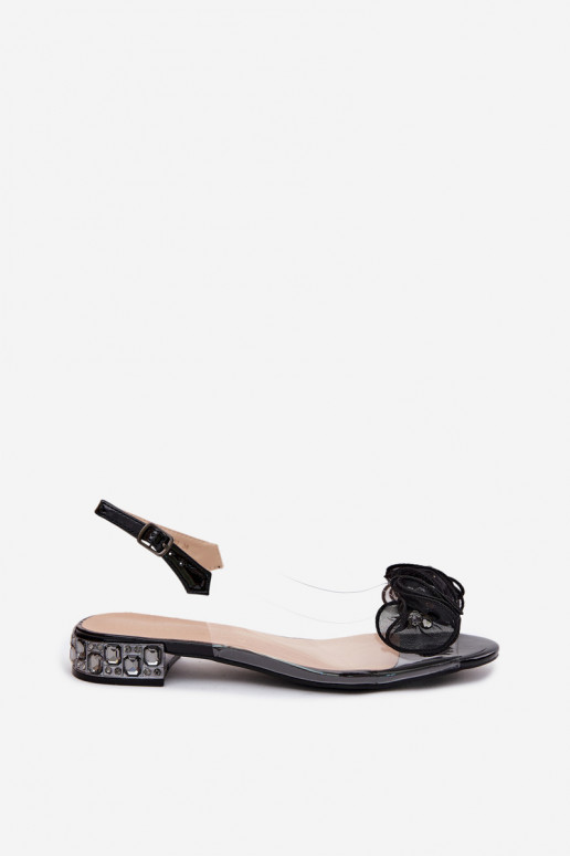 Damen transparente Sandalen mit funkelnden Steinen D&A MR61-9002 schwarz