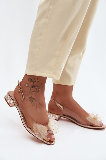 Damen transparente Sandalen mit Schleifen D&A MR61-9001 roségold