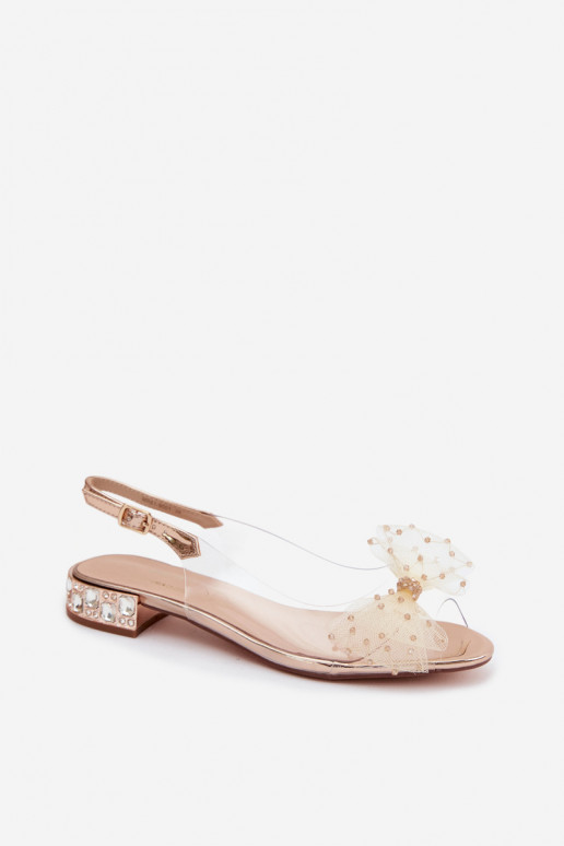 Damen transparente Sandalen mit Schleifen D&A MR61-9001 roségold