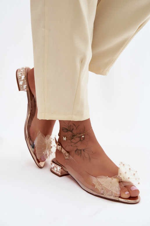 Damensandalen Durchschauen mit Bändern D&A MR61-9001 roségoldene Farbe