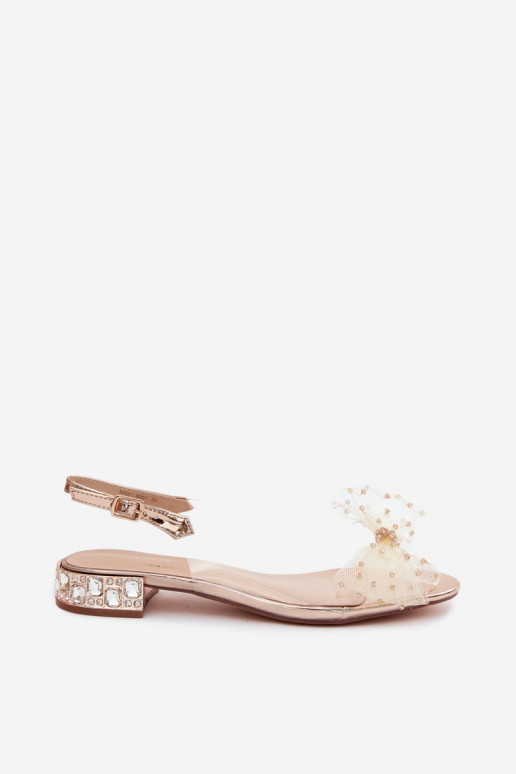 Damen transparente Sandalen mit Schleifen D&A MR61-9001 roségold