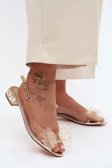 Damen transparente Sandalen mit Schleifen D&A MR61-9001 gold 2
