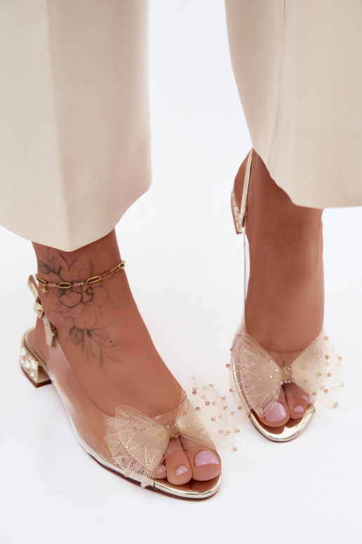 Damen transparente Sandalen mit Schleifen D&A MR61-9001 gold