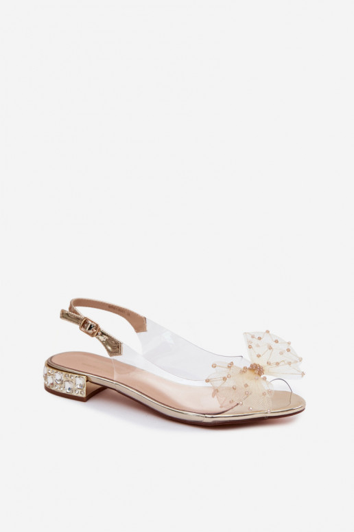 Damen transparente Sandalen mit Schleifen D&A MR61-9001 gold