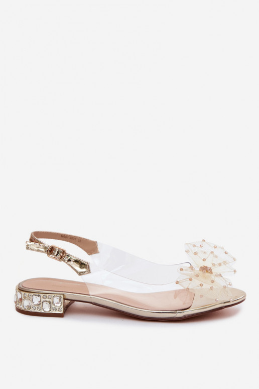 Damen transparente Sandalen mit Schleifen D&A MR61-9001 gold