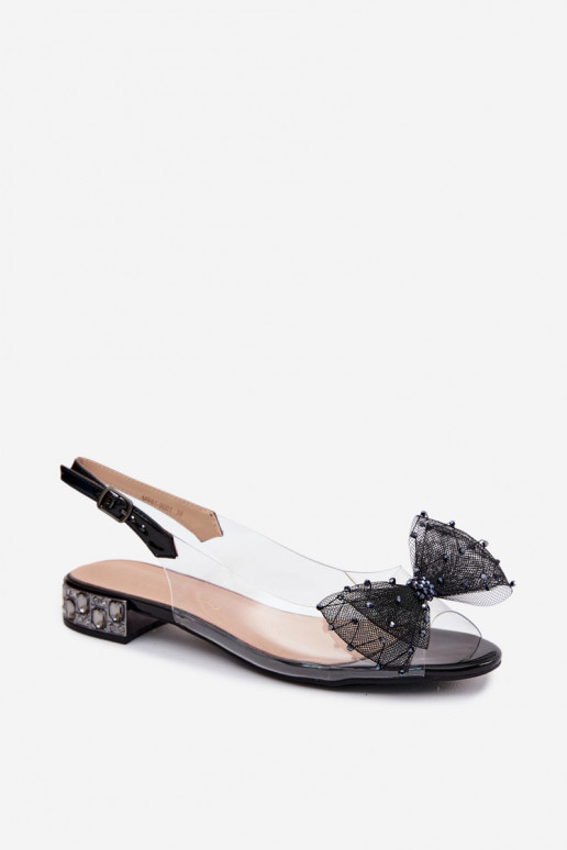 Damen transparente Sandalen mit Schleifen D&A MR61-9001 schwarz