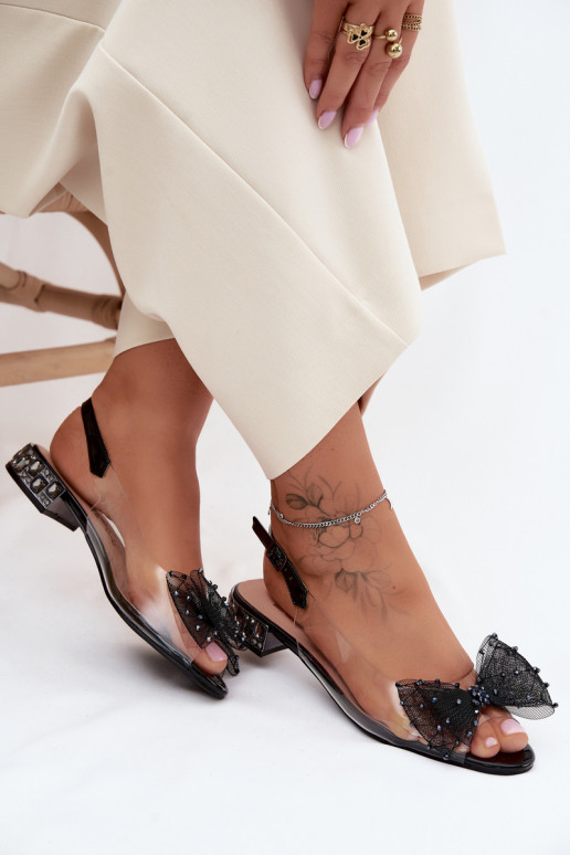 Damen transparente Sandalen mit Schleifen D&A MR61-9001 schwarz