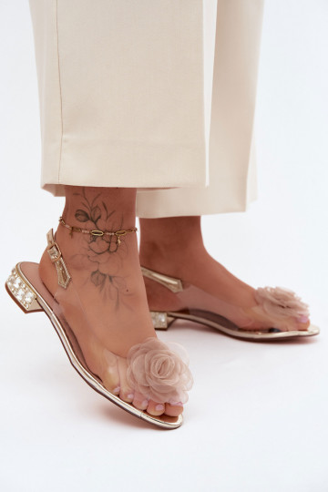 Damen transparente Sandalen mit Rosen D&A MR61-9003 gold