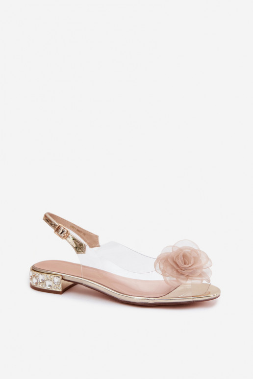 Damen transparente Sandalen mit Rosen D&A MR61-9003 gold