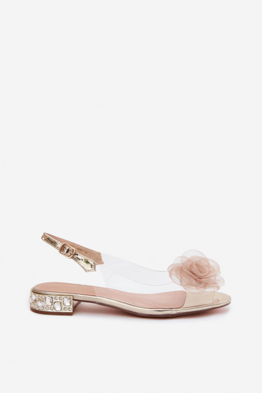 Damen transparente Sandalen mit Rosen D&A MR61-9003 gold