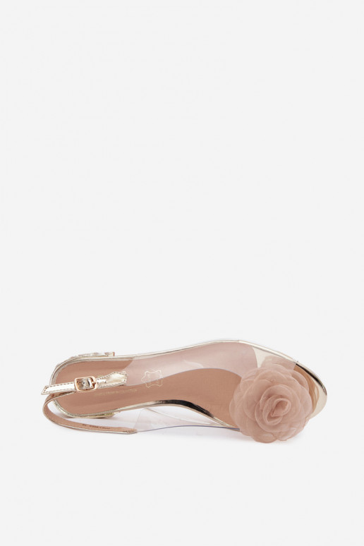 Damen transparente Sandalen mit Rosen D&A MR61-9003 gold