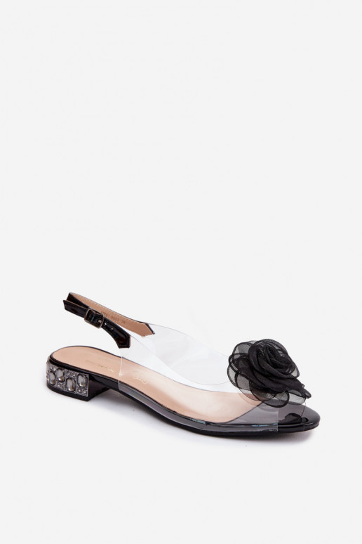Damen transparente Sandalen mit Rosen D&A MR61-9003 schwarz