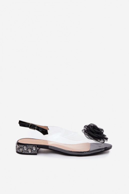 Damen transparente Sandalen mit Rosen D&A MR61-9003 schwarz