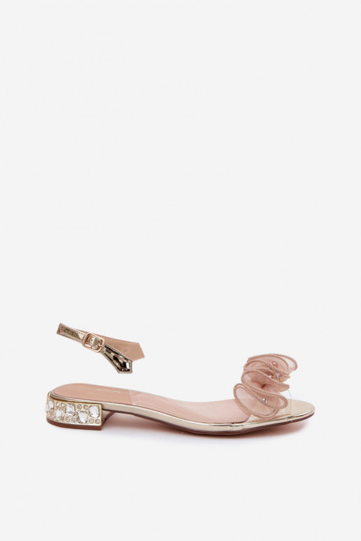 Damen transparente Sandalen mit funkelnden Steinen D&A MR61-9002 gold