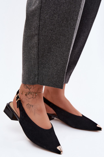 Haut INildledersandalen für Damen Auf niedrigem Absatz D&A CR61-3050 schZuarze Farbe