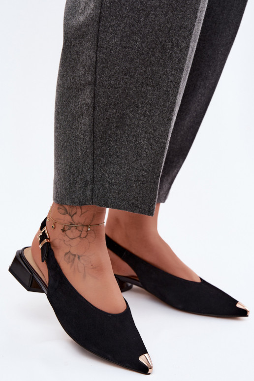 Damen Wildleder-Sandalen auf niedrigem Absatz D&A CR61-3050 schwarz