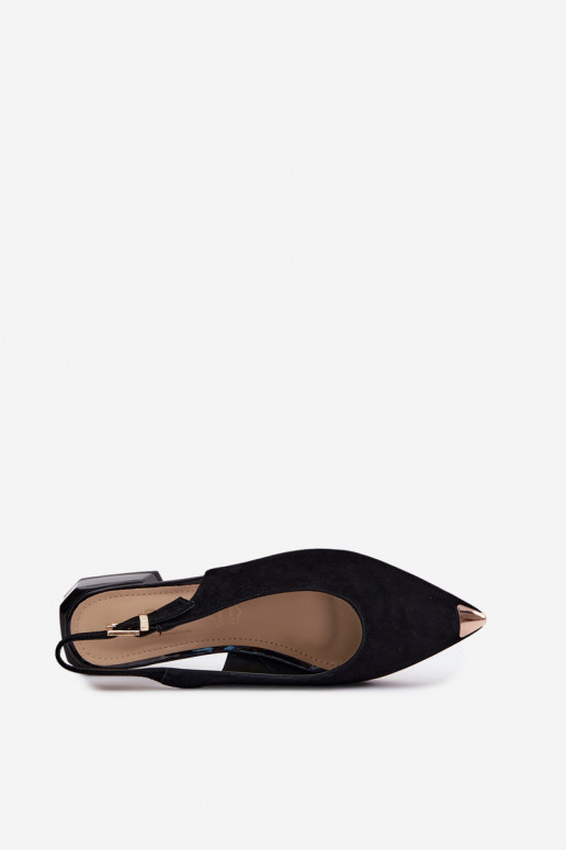 Damen Wildleder-Sandalen auf niedrigem Absatz D&A CR61-3050 schwarz