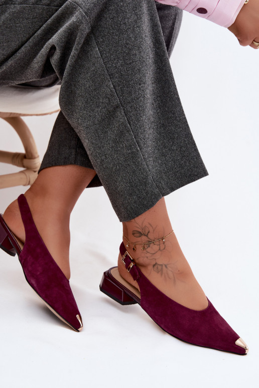 Haut INildledersandalen für Damen Auf niedrigem Absatz D&A CR61-3050 Burgund